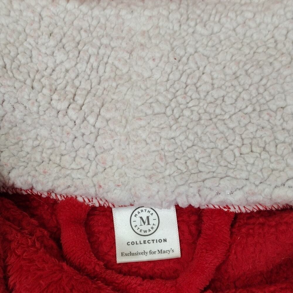 Martha Stewart Red White Plush Sherpa Fleece Intimates Loungewear Housewear Robe - Picture 4 of 8